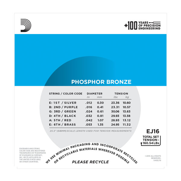 Daddario EJ16 Phosphor Bronze, Light, 12-53