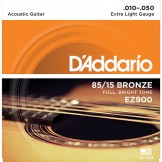 Daddario EZ900 85/15 Bronze Great American Acoustic Guitar Strings, Extra Light, 10-50