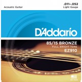 Daddario EZ910 85/15 Bronze Great American Acoustic Guitar Strings, Light, 11-52