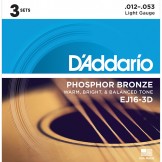 Daddario EJ16-3D Phosphor Bronze, Light, 3Set, 12-53
