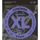 Daddario ECG24 Chromes Flat Wound, Jazz Light, 11-50