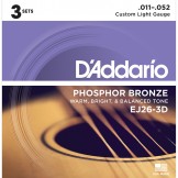 EJ26Daddario EJ26-3D Phosphor Bronze, Custom Light, 3Set, 11-52