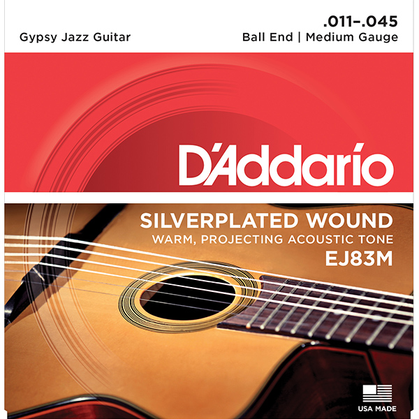 Daddario EJ83M Gypsy Jazz, Ball End, Medium, 11-45