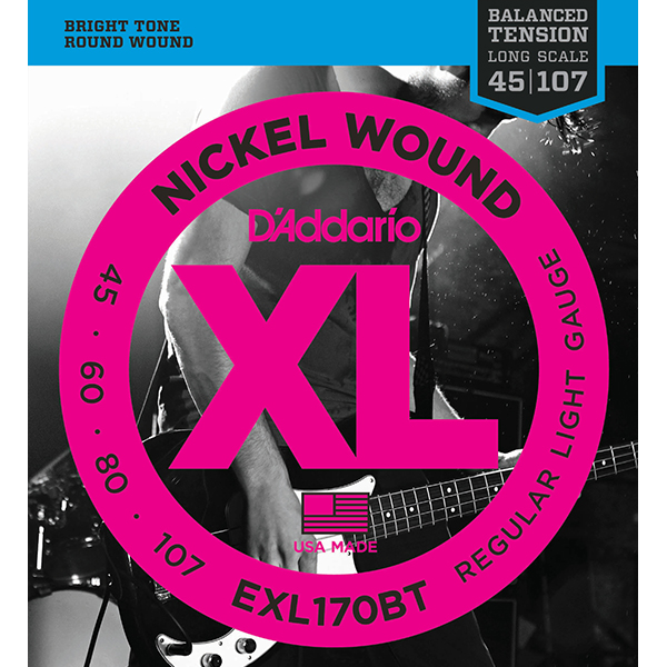 Daddario EXL170 BT Nickel Wound, Balanced Tension Regular Light, .45-107