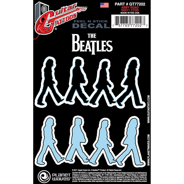 Planet Waves Beatles Guitar Tattoo Sticker, Abbey Road