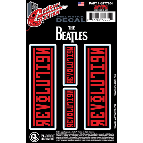 Planet Waves Beatles Guitar Tattoo Sticker, Revolution