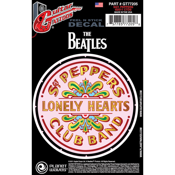 Planet Waves Beatles Guitar Tattoo Sticker, Sgt Peppers