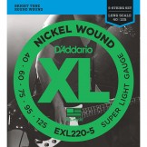 Daddario EXL220-5 Nickel Wound 5-String Bass, Super Light, 40-125, Long Scale