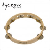 Tycoon Single Row Wooden Tambourine - Bright Steel