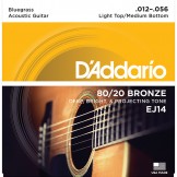 EJ14 80/20 Bronze Acoustic Guitar Strings, Light Top/Medium Bottom/Bluegrass, 12-56