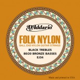 EJ34 Folk Nylon, Ball End, 80/20 Bronze/Black Nylon Trebles