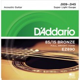 Daddario EZ890 85/15 Bronze Great American Acoustic Guitar Strings, Medium Light, 09-45