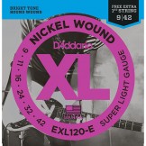 Daddario EXL120E Nickel Wound, Super Light, 09-42 (1번줄 추가)